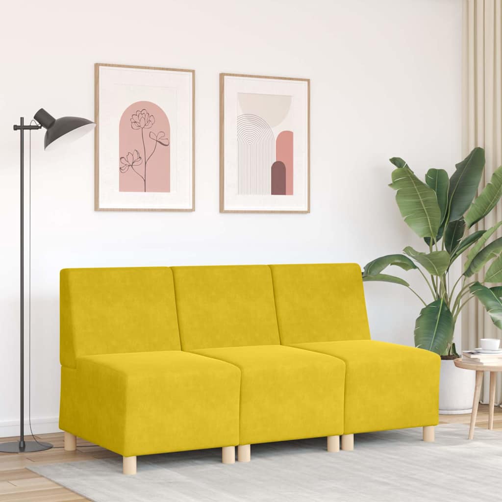 modulær sofa uden armlæn gul 55 cm fløjl