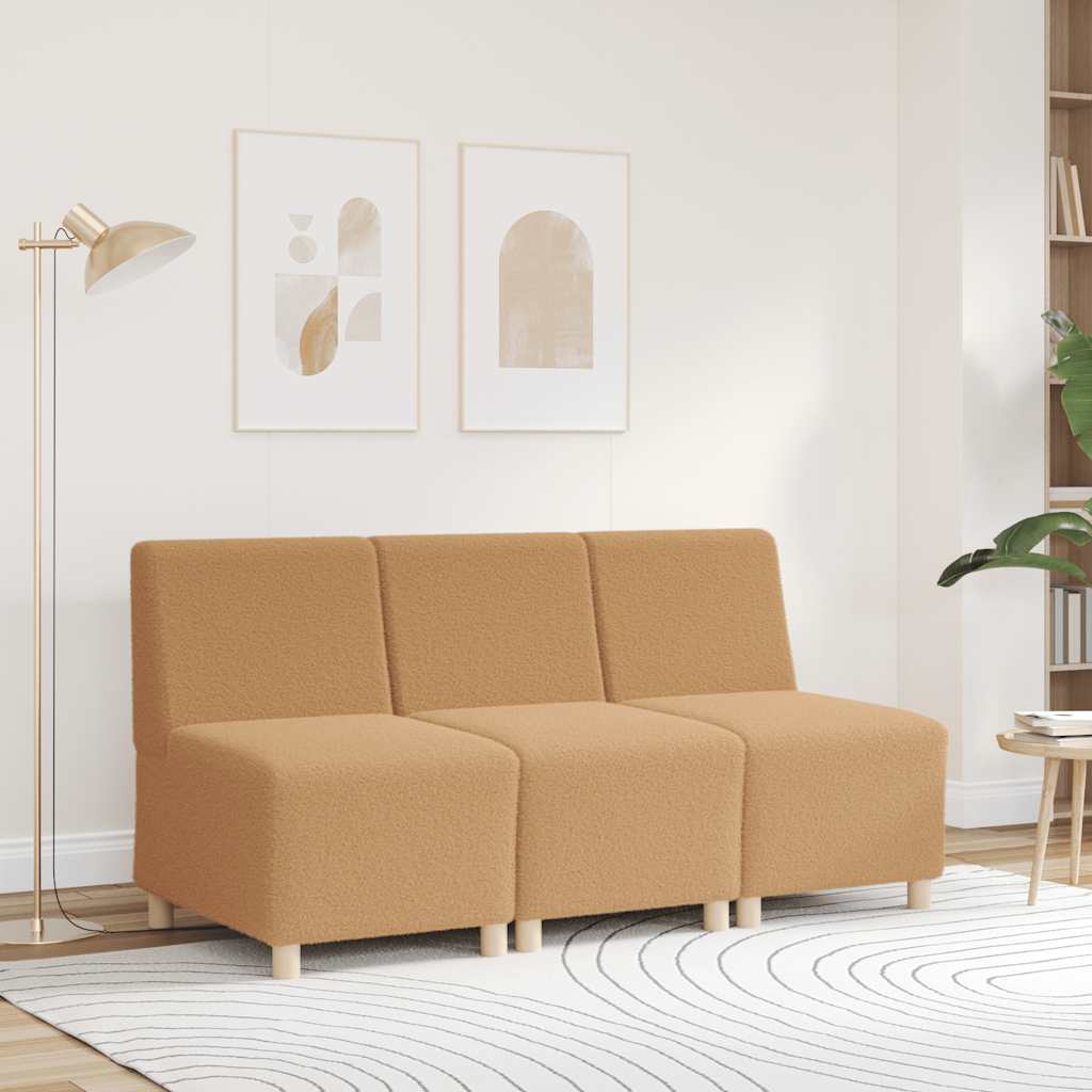 modulær sofa uden armlæn beige 55 cm krøllet uldlignende stof