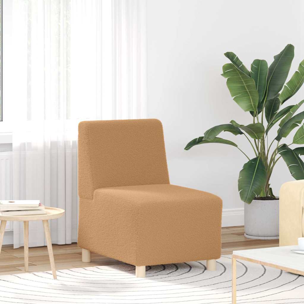 modulær sofa uden armlæn beige 55 cm krøllet uldlignende stof