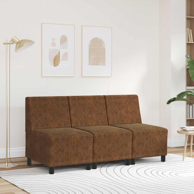 Modulsofa enhed uden arme Brun 55 x 74 x 82 cm Faux Suede Læder