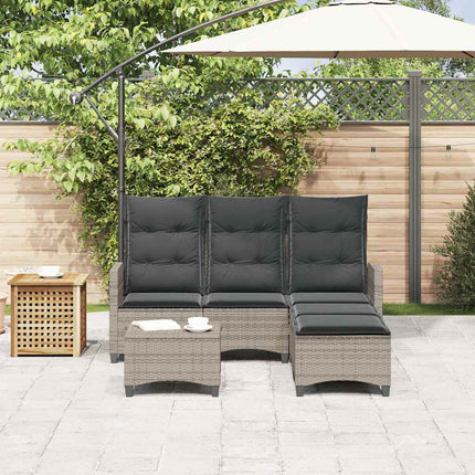 sofasæt til haven 3 dele med hynder L-formet polyrattan grå