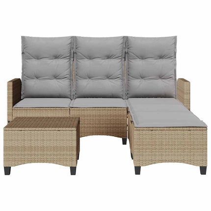 sofasæt til haven 3 dele med hynder L-formet polyrattan beige
