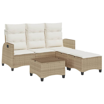 sofasæt til haven 3 dele med hynder L-formet polyrattan beige