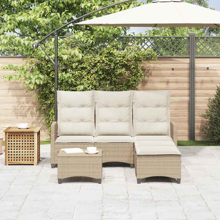 sofasæt til haven 3 dele med hynder L-formet polyrattan beige
