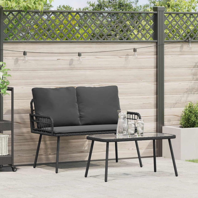 Have Spisebordssæt 2 stk. Sort polyrattan