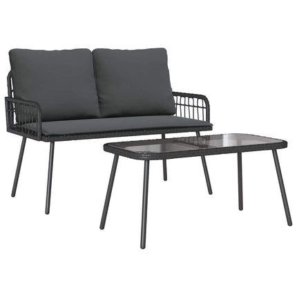 Have Spisebordssæt med pude 2 pcs Sort polyrattan
