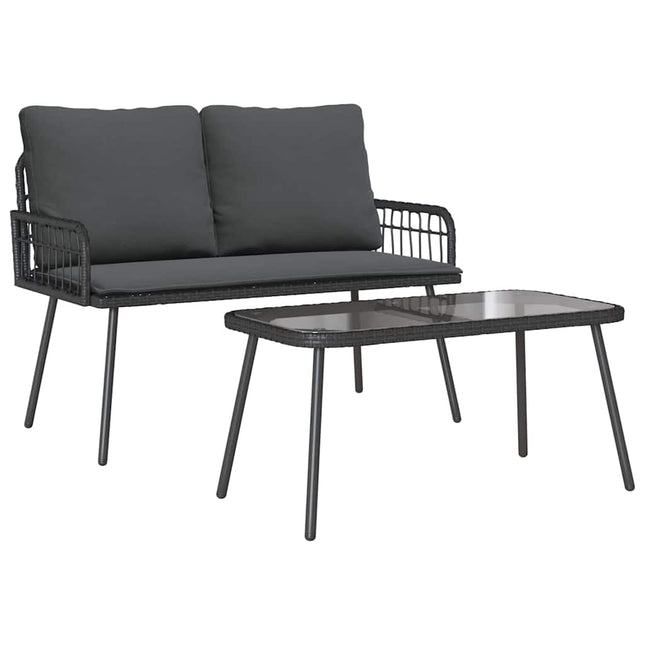 Have Spisebordssæt 2 stk. Sort polyrattan