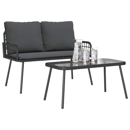 Have Spisebordssæt med pude 2 pcs Sort polyrattan