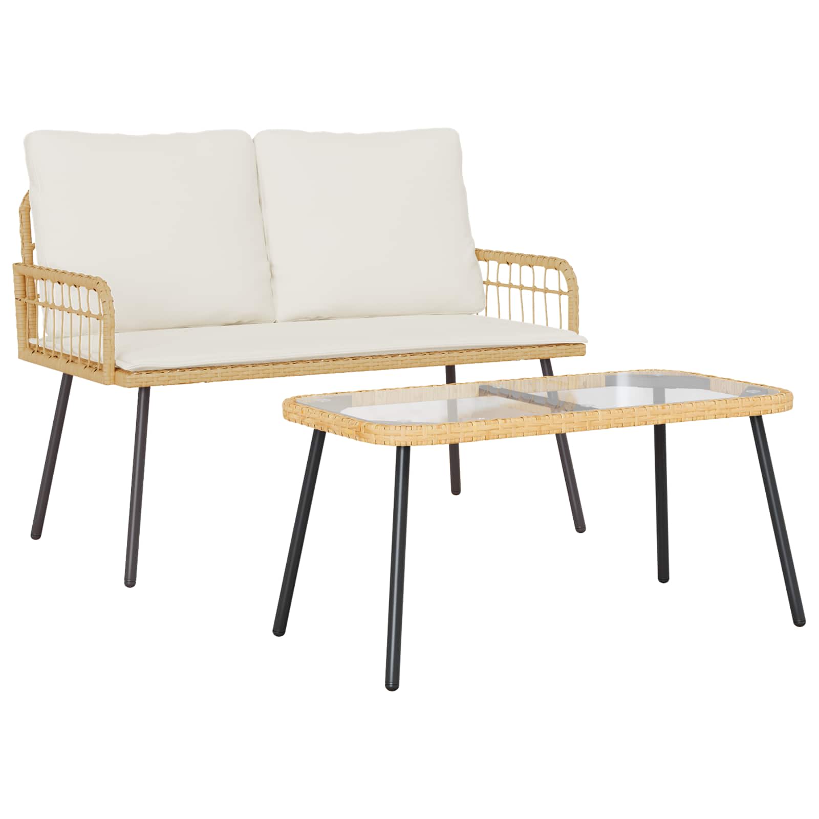 Have Spisebordssæt med pude 2 pcs Naturfarvet polyrattan