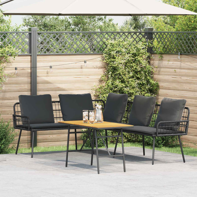 Havesofa Sæt 2 pcs Sort polyrattan