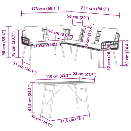Havesofa Sæt 2 pcs Sort polyrattan