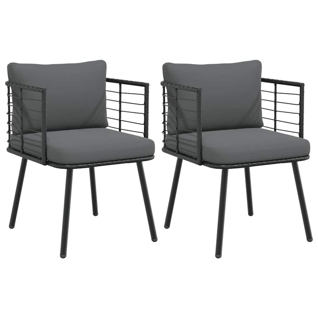 havestole 2 stk. med hynder polyrattan sort