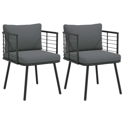 havestole 2 stk. med hynder polyrattan sort