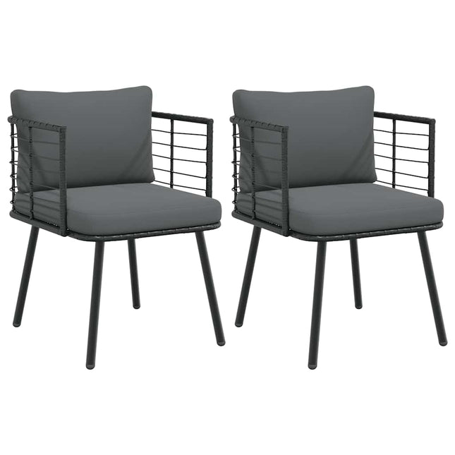 havestole 2 stk. med hynder polyrattan sort