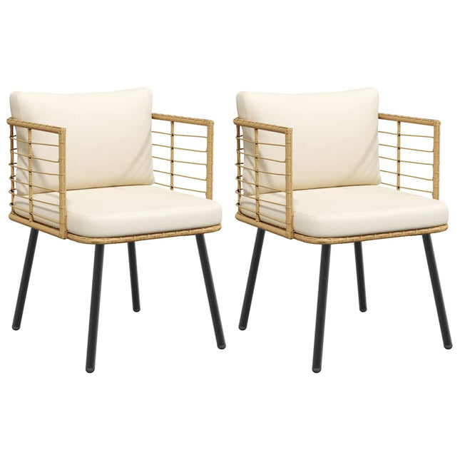 havestole 2 stk. med hynder polyrattan naturfarvet