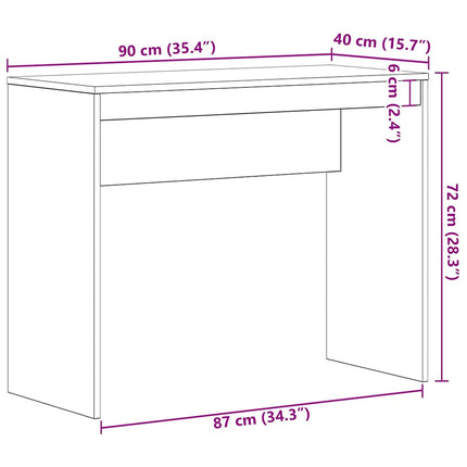 skrivebord sort egetræ 90x40x72 cm konstrueret træ