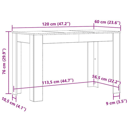 spisebord 120x60x76 cm konstrueret træ sort egetræsfarve