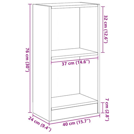 bogreol 40x24x76 cm konstrueret træ sort egetræsfarve