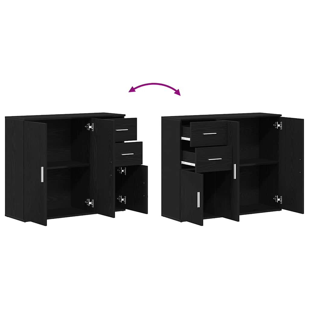 skænk sort egetræ 91x29,5x75 cm konstrueret træ