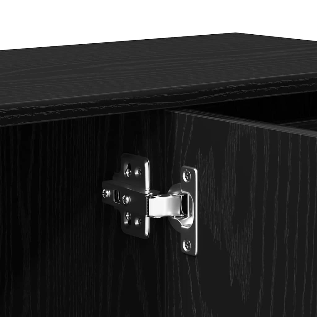 skænk sort egetræ 91x29,5x75 cm konstrueret træ