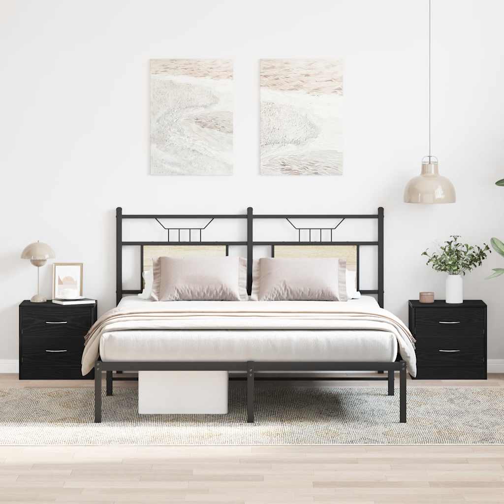 sengeborde 2 stk. 40x30x40 cm konstrueret træ sort egetræsfarve
