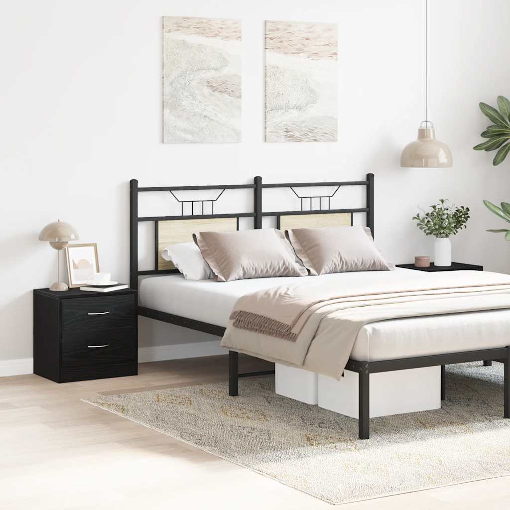 sengeborde 2 stk. 40x30x40 cm konstrueret træ sort egetræsfarve