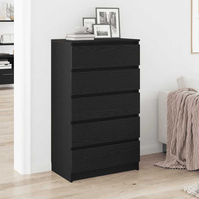 kommode 60x36x103 cm konstrueret træ sort egetræsfarve