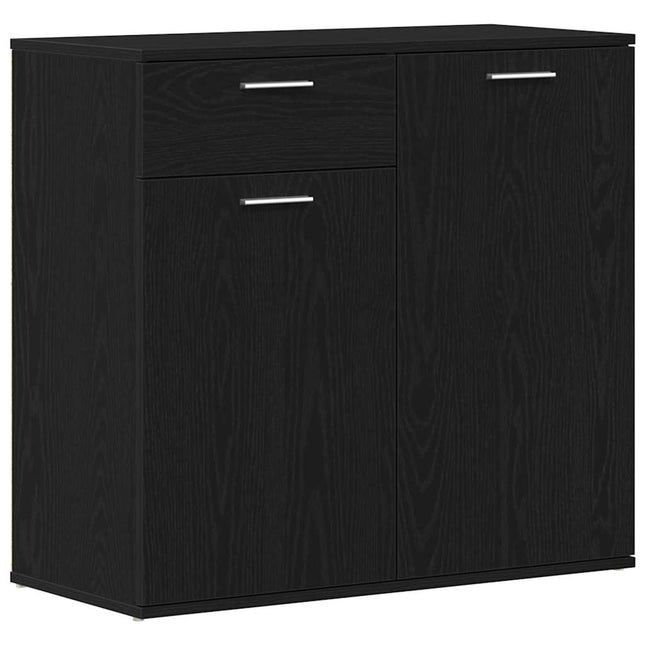 skænk 80x36x75 cm konstrueret træ sort egetræsfarve