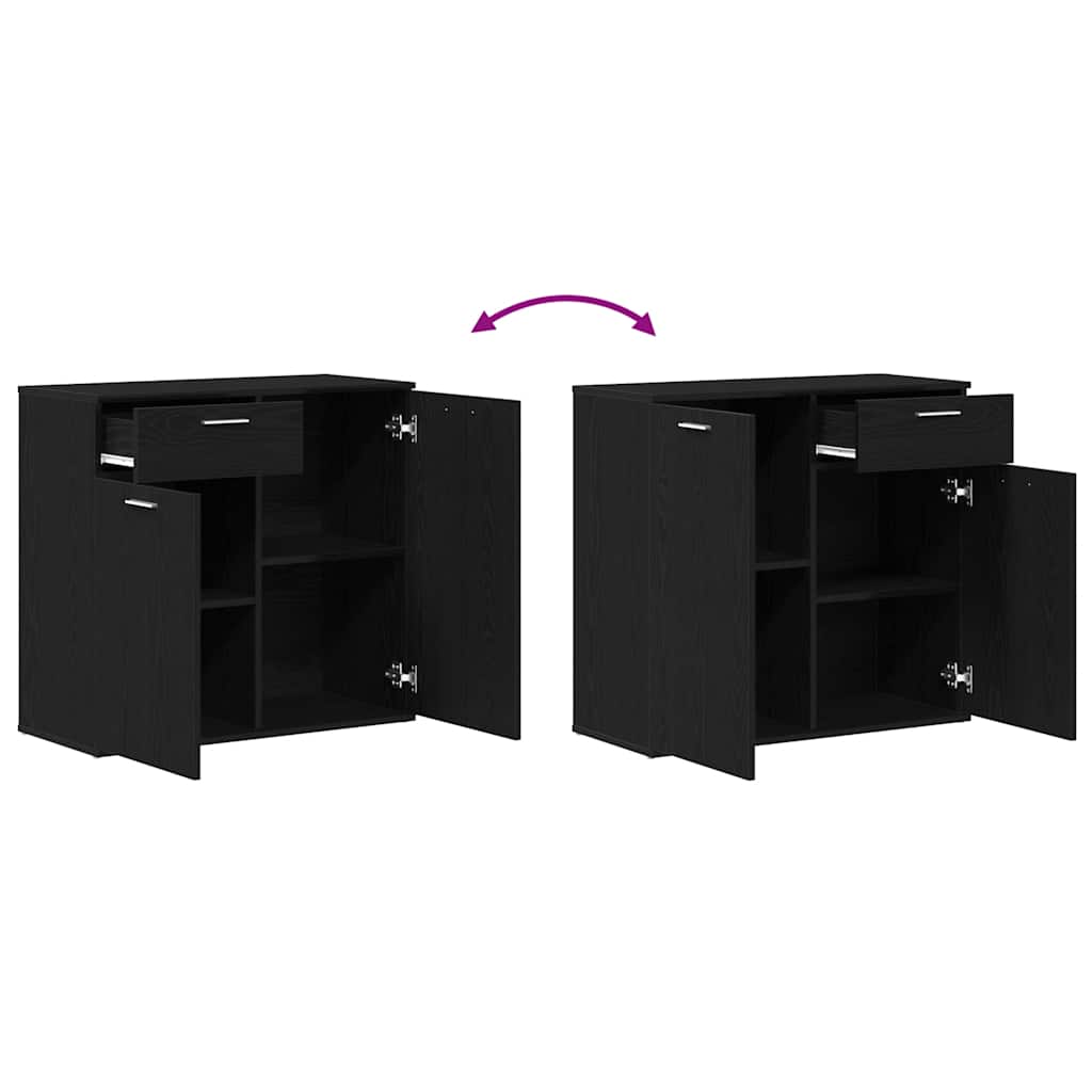 skænk 80x36x75 cm konstrueret træ sort egetræsfarve