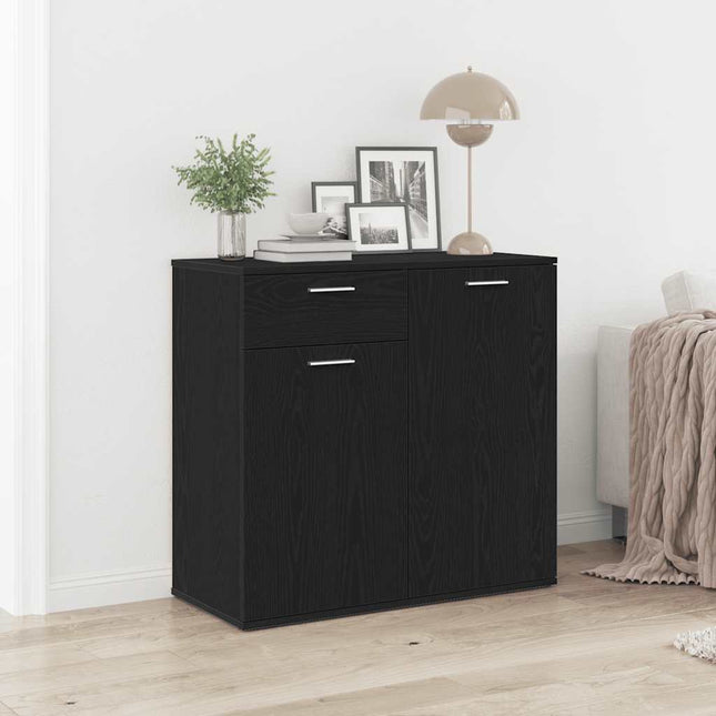 skænk 80x36x75 cm konstrueret træ sort egetræsfarve