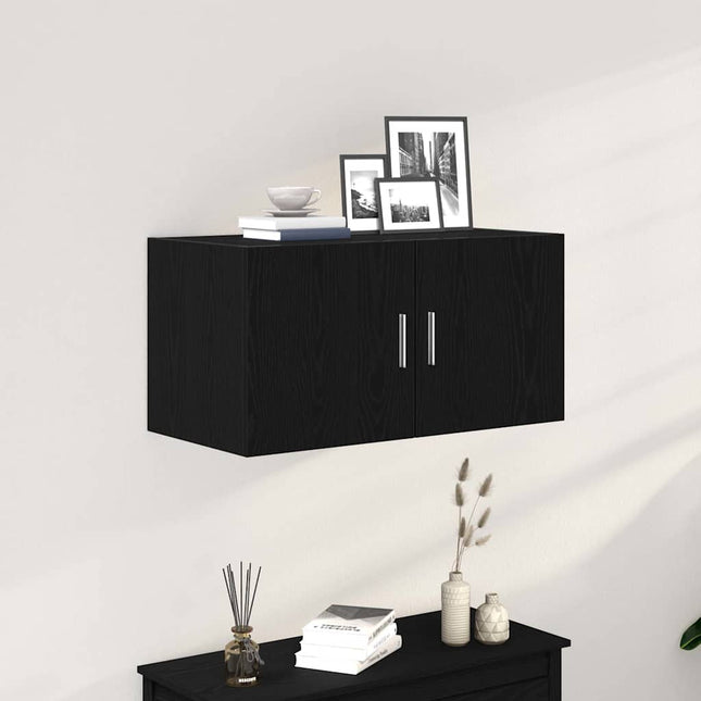 vægskab 80x39x40 cm konstrueret træ sort egetræsfarve
