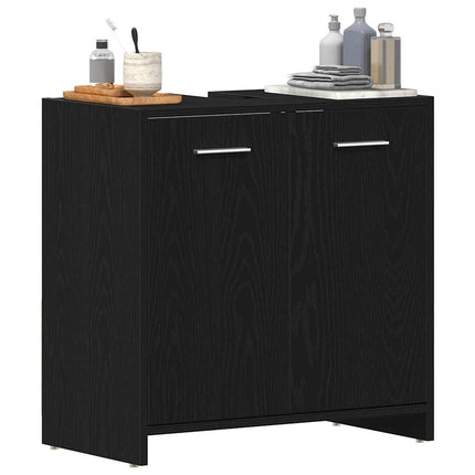 underskab til håndvask 60x30x60 cm konstrueret træ sort egetræ