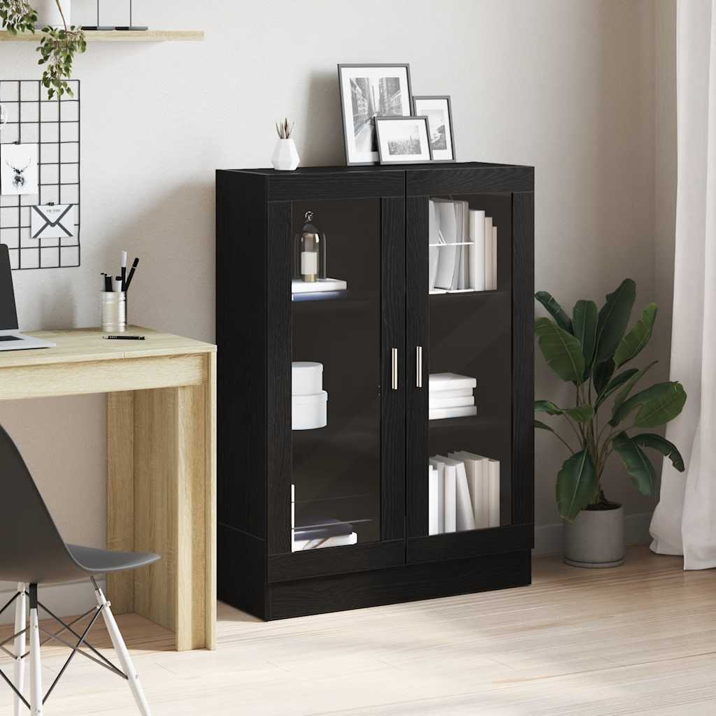 bogskab 82,5x30,5x115 cm konstrueret træ sort egetræsfarve billede