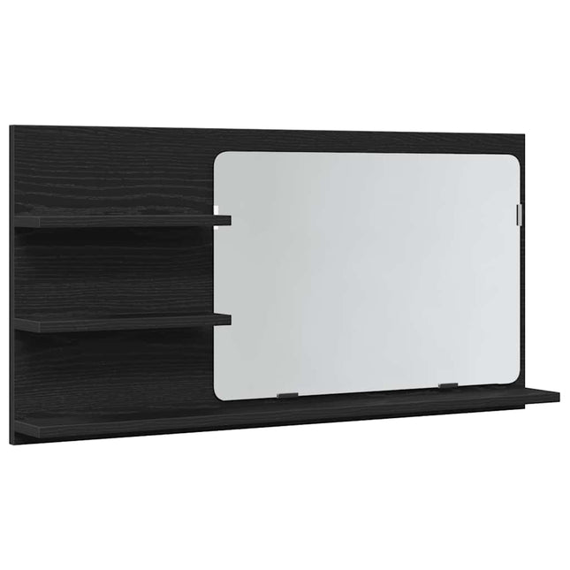spejlskab til badeværelset sort egetræ 90x11x45 cm konstrueret træ
