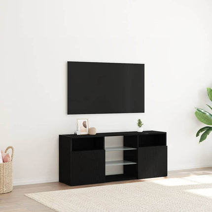 tv-bord med LED-lys 120x30x50 cm konstrueret træ sort egetræ