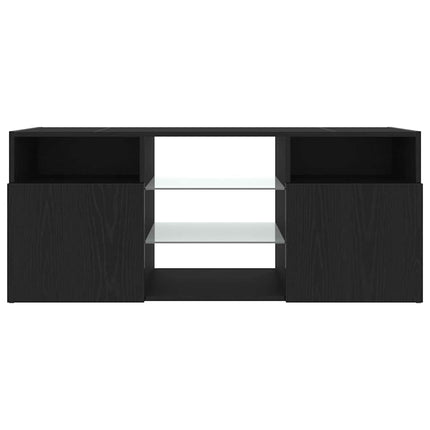 tv-bord med LED-lys 120x30x50 cm konstrueret træ sort egetræ