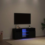 tv-bord med LED-lys 120x30x50 cm konstrueret træ sort egetræ