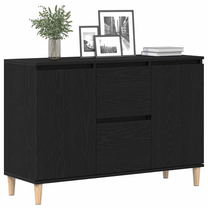 Sideboard med skuffe Sort 102 x 35 x 60 cm Konstrueret træ