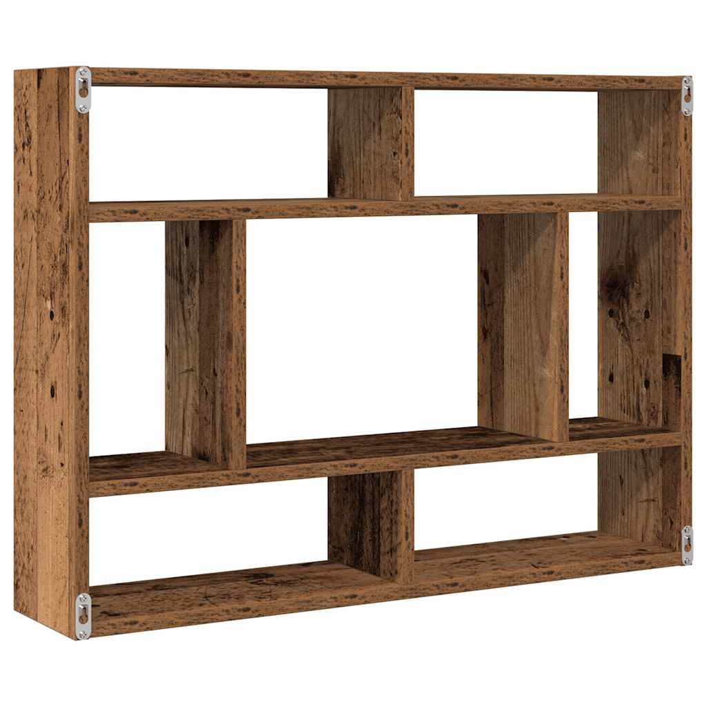 væghylde 75x16x55 cm konstrueret træ antikt træ