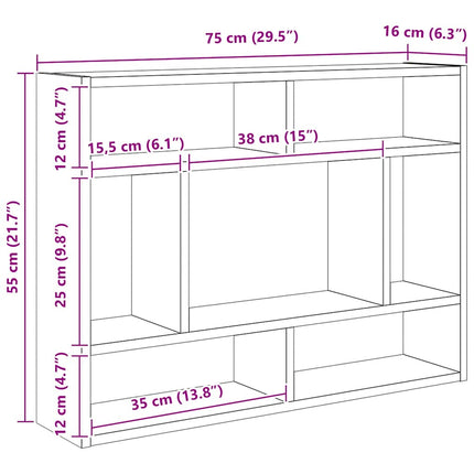 vægreol sort eg 75x16x55 cm konstrueret træ