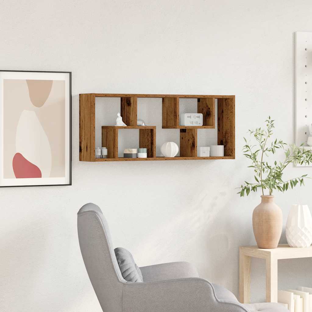 vægreol gammelt træ 36x16x90 cm konstrueret træ