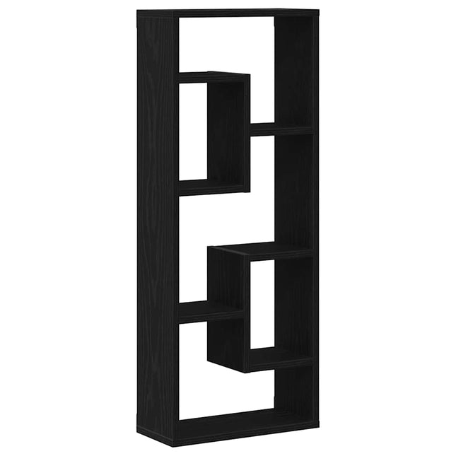 vægreol sort egetræ 36x16x90 cm konstrueret træ