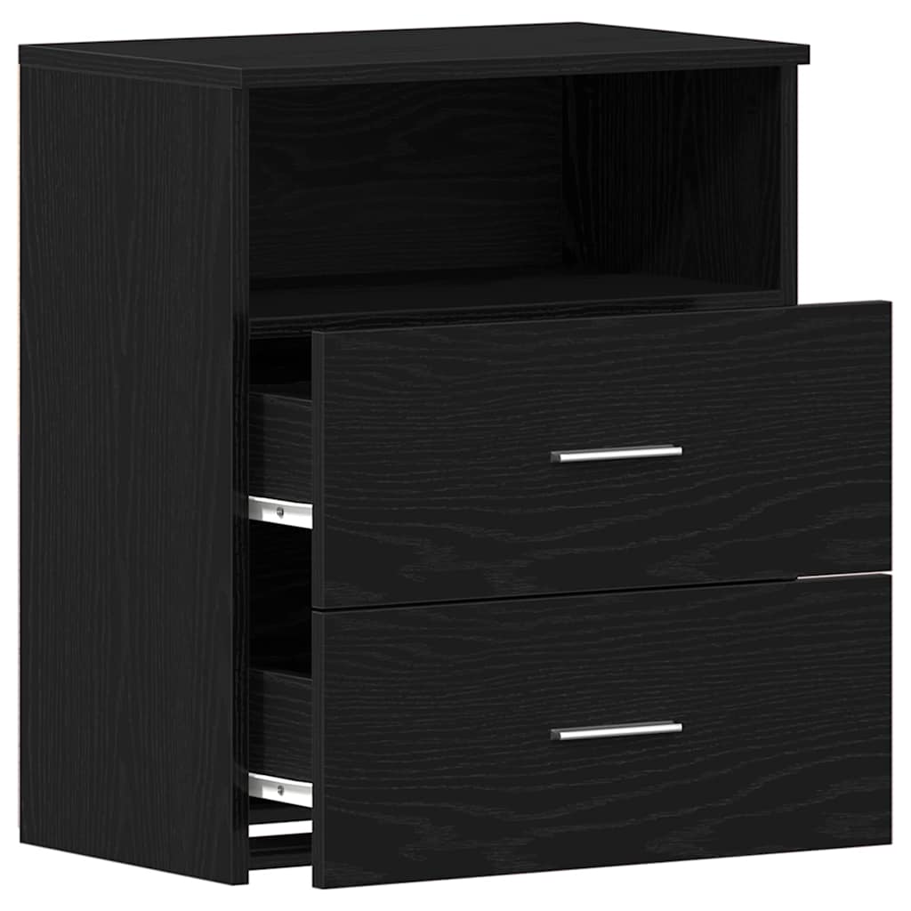 Natbord med skuffe 2 pcs Sort eg 50 x 32 x 60cm Konstrueret træ