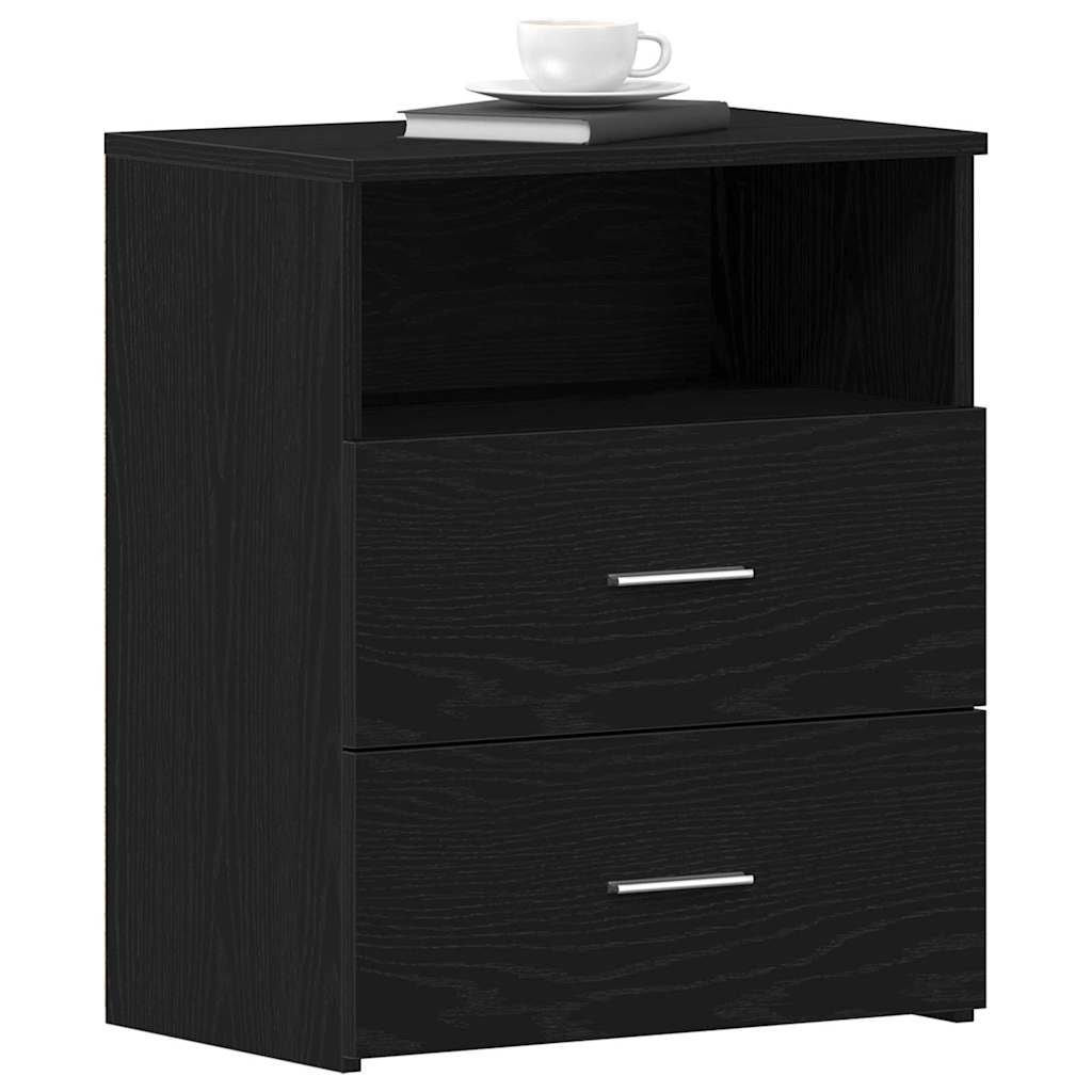 Natbord med skuffe 2 pcs Sort eg 50 x 32 x 60cm Konstrueret træ
