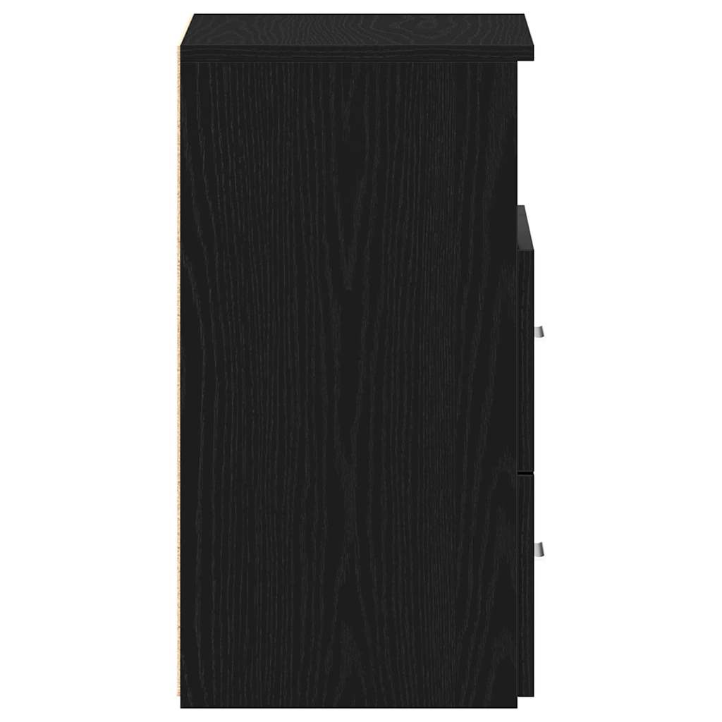 Natbord med skuffe 2 pcs Sort eg 50 x 32 x 60cm Konstrueret træ