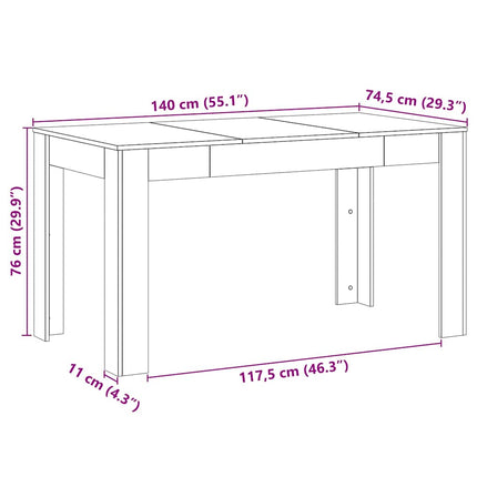 Spisebord Sort eg 140 x 74,5 x 76 cm Konstrueret træ