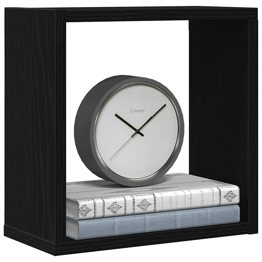 væghylder 2 stk. 30x15x30 cm kubeformet konstrueret træ sort eg