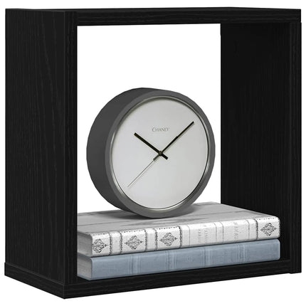væghylder 2 stk. 30x15x30 cm kubeformet konstrueret træ sort eg