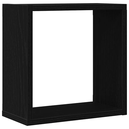 væghylder 2 stk. 30x15x30 cm kubeformet konstrueret træ sort eg