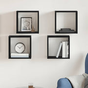 væghylder 4 stk. 30x15x30 cm kubeformet konstrueret træ sort eg